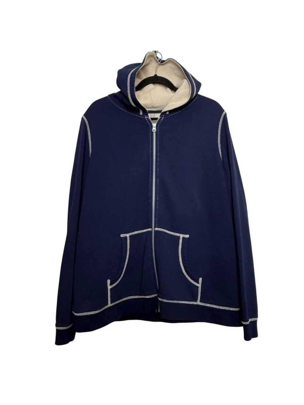 Hanna Andersson Dark Blue Sherpa Lined Zip Up Jacket Hoodie Sz XL